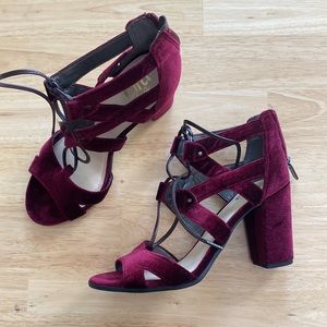 velvet strappy heels